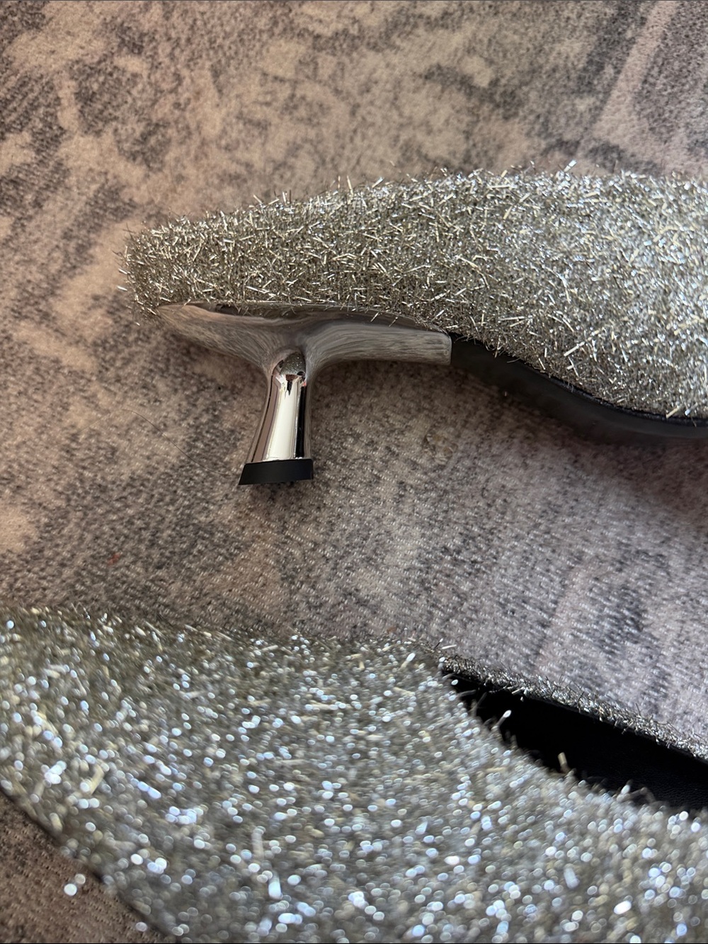 Simon Miller Tinsel Pointed Gala Kitten Heel Mule Metallic Silver Size 40 / 10 - Picture 5 of 9